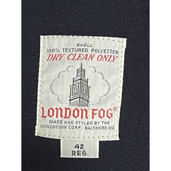 London Fog Maincoats Trench Coat w/ Liner Mens 42R Blue Button Up Zip Out Fleece - Picture 16 of 16